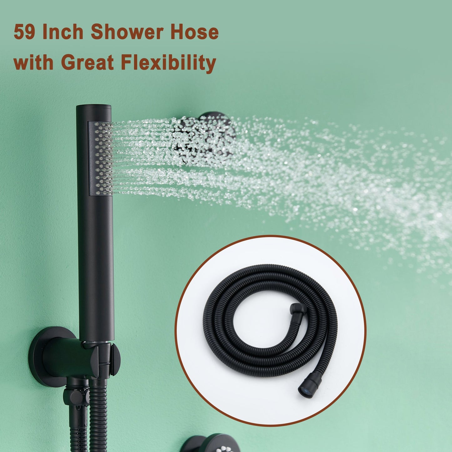 Mondawe Round Shower System With Body Jet,12 inch Wall Mounted High-Pressure Rainfall Shower Head Handheld and 6 pcs Body Sprays,Rain Shower Mixer Combo Set
