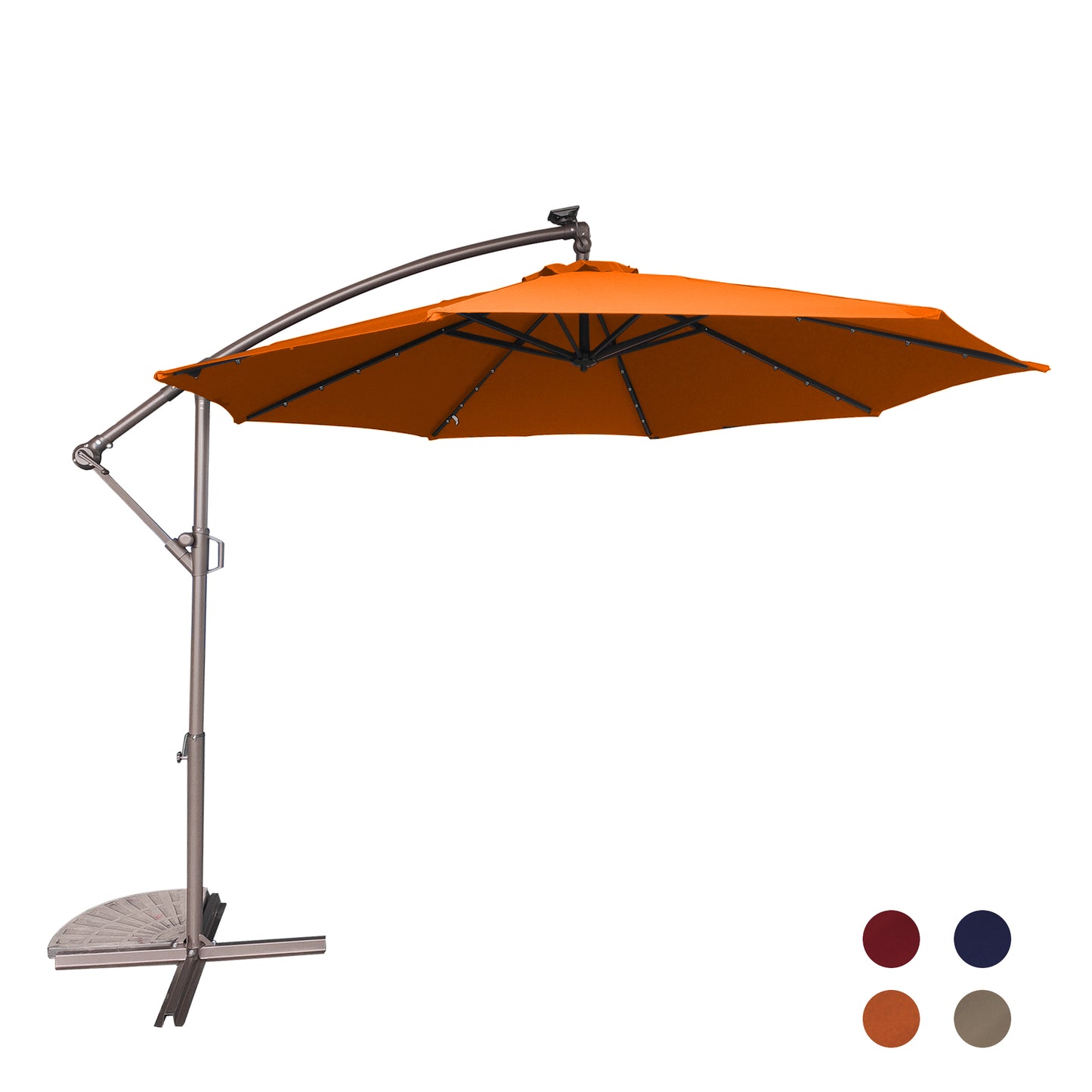 MONDAWE 10 Ft Solar LED Cantilever Patio Offset Umbrella