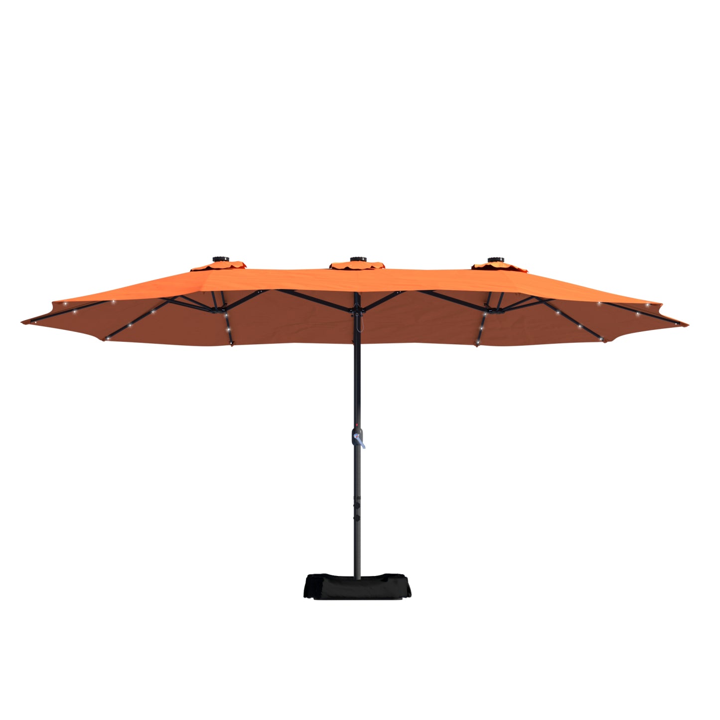 MONDAWE 15ft Rectangular Double-Sided Solar LED Outdoor Patio Market Umbrella with Base Included