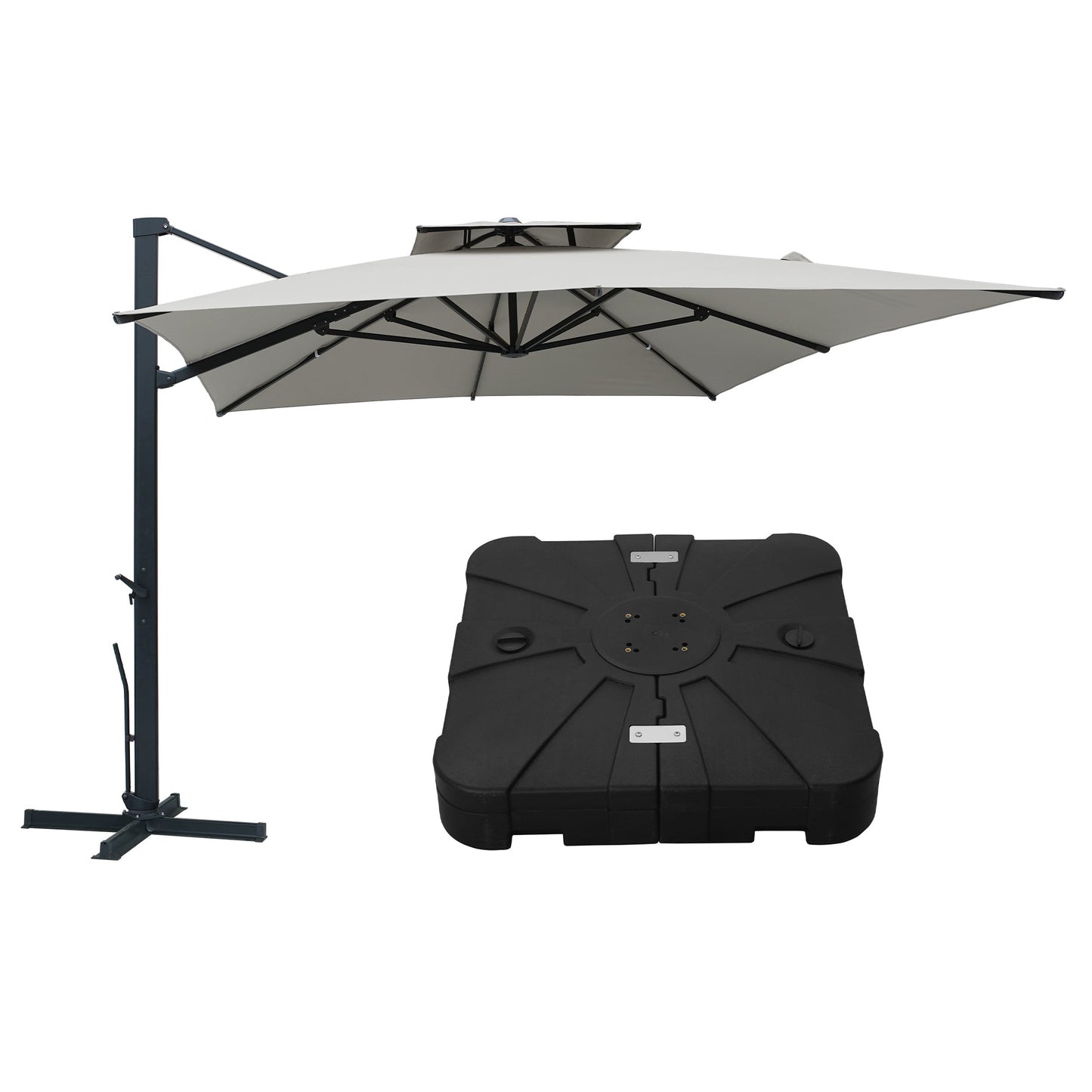 MONDAWE 13ft Patio Double Top Bright Umbrella 360 Rotation Umbrella With Base Stand Included