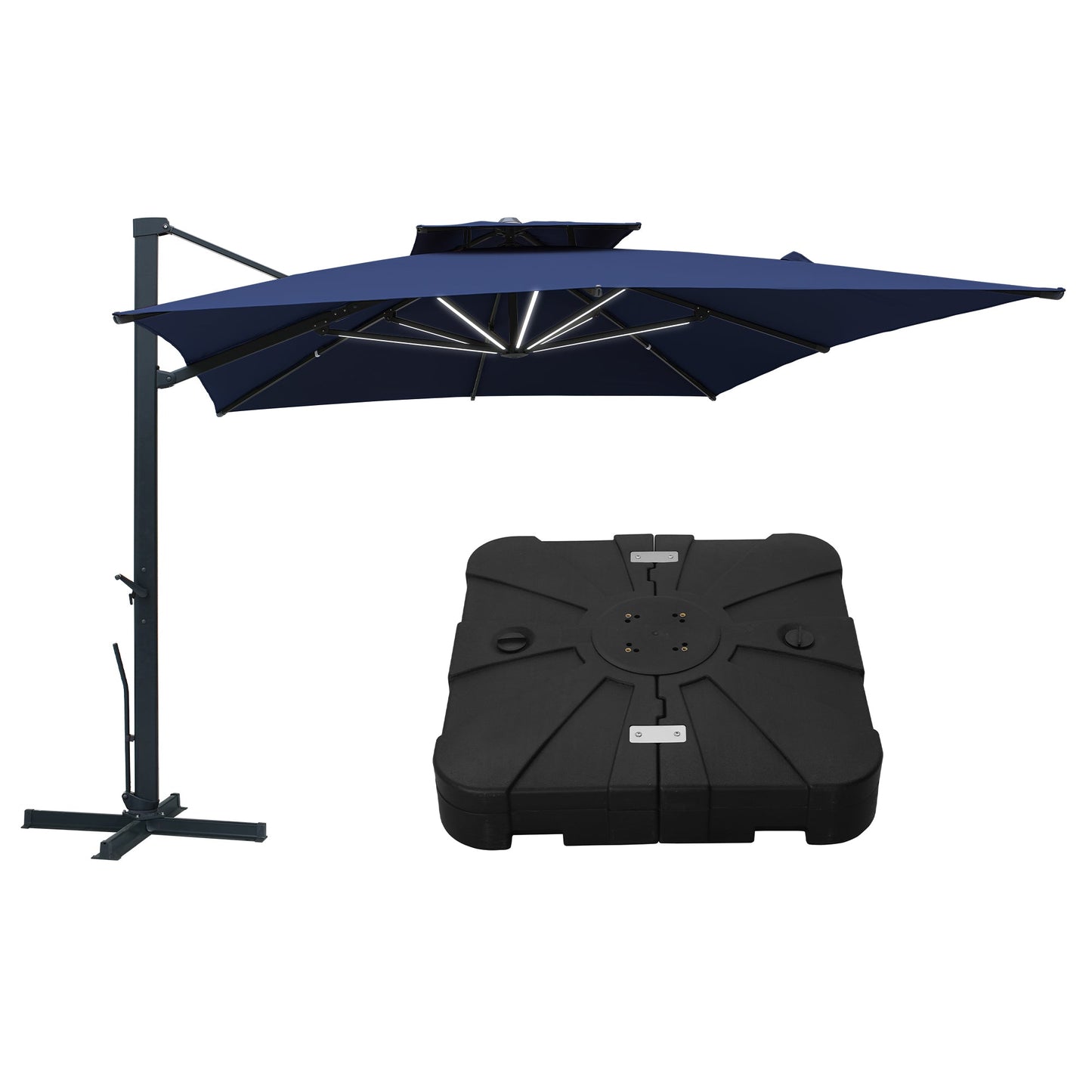 MONDAWE 13ft Patio Double Top Bright Umbrella Removable LED With Base Stand Included