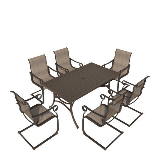 MONDAWE 7-Piece Dining Set With 6 Pcs Steel Textiliene Spring Chairs