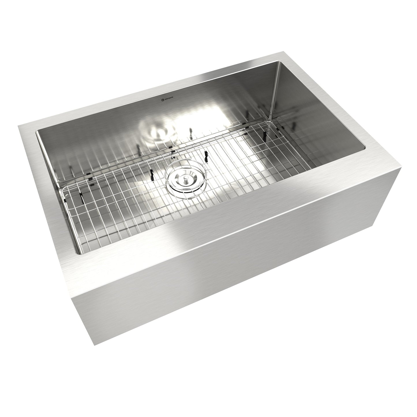 MONDAWE Farmhouse Apron Front 33-in x 22-in Brushed Stainless Steel Single Bowl Kitchen Sink