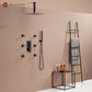 Mondawe Celling Mount Thermostatic Rain Shower System with Handheld Shower, Wall Body Jets and Digital Display