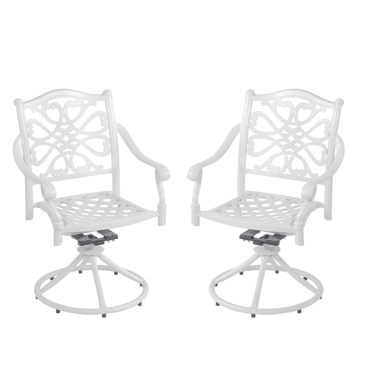 MONDAWE Outdoor Bistro Dining Chairs Patio Cast Aluminum Dining Swivel Rocker Chair (Set of 2)