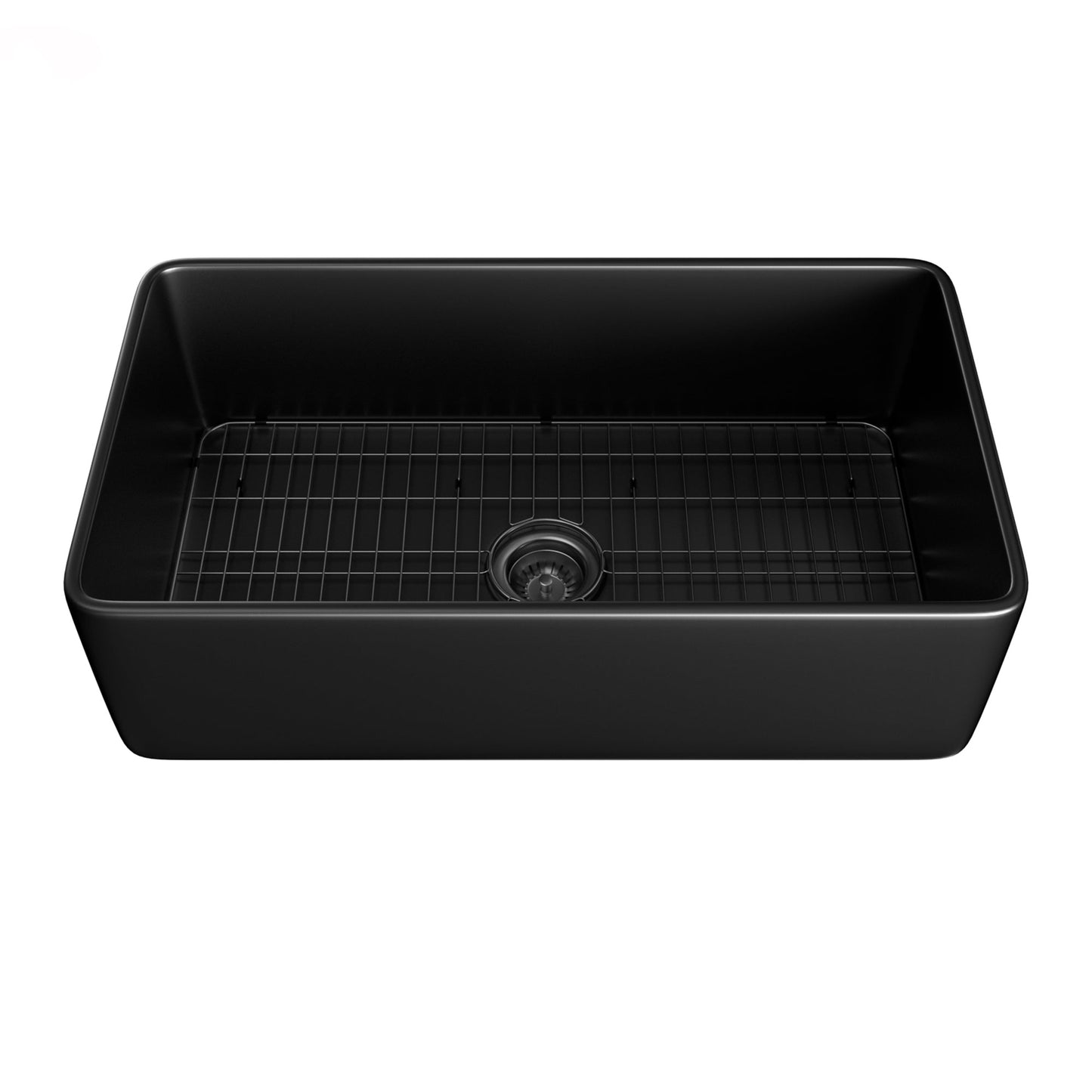 MONDAWE Farmhouse 33 in. single bowl fireclay kitchen sink comes with stainless steel bottom grid and strainer