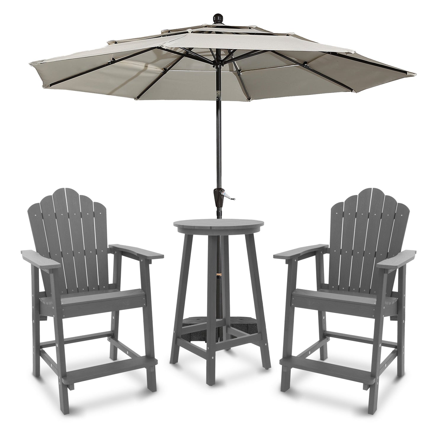 MONDAWE 4 Pieces Outdoor Chair Set with Table and Outdoor Umbrella with Base Stand Included