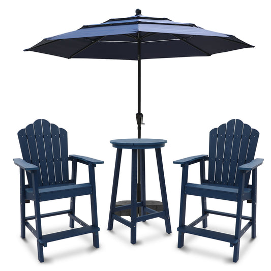 MONDAWE 4 Pieces Outdoor Chair Set with Table and Outdoor Umbrella with Base Stand Included