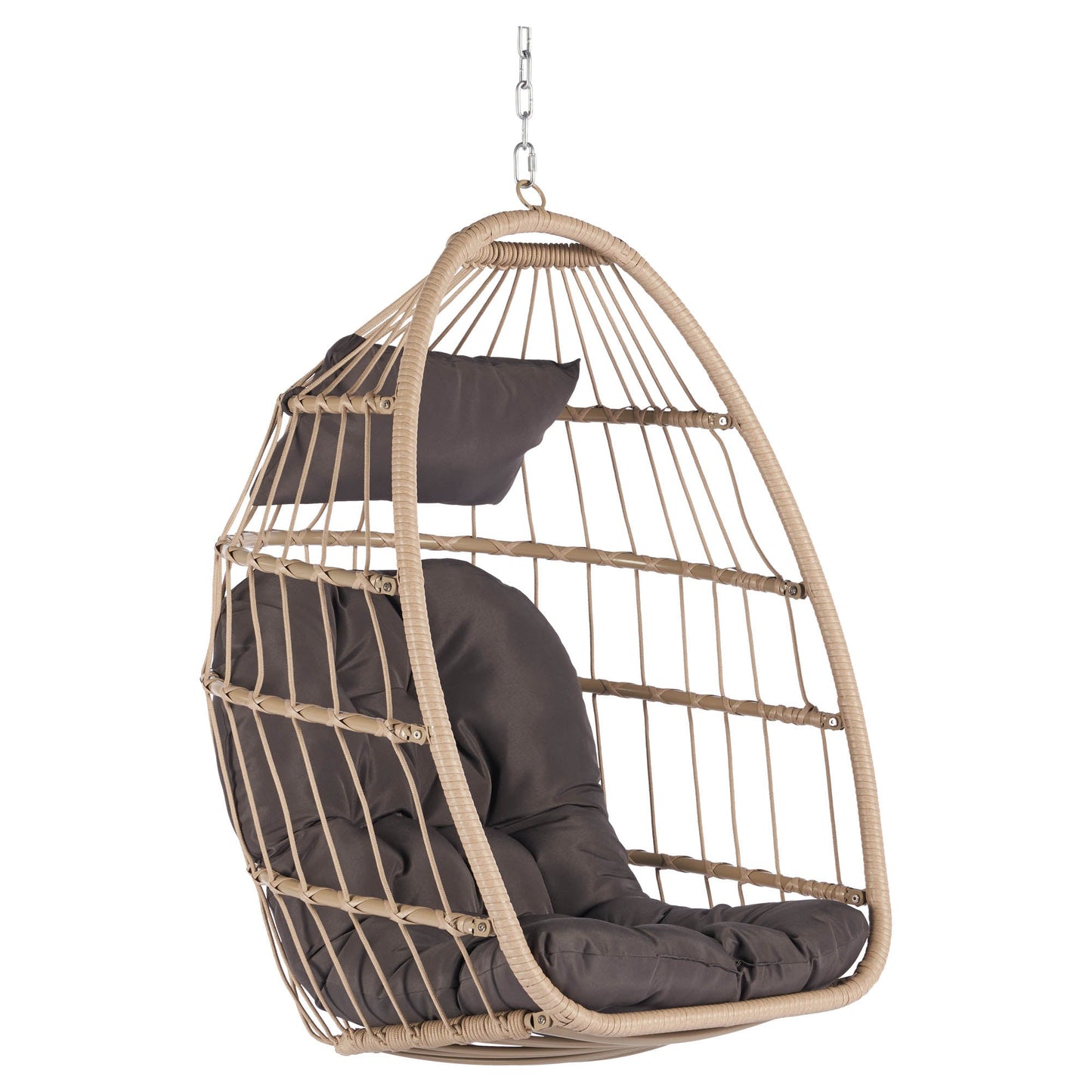 MONDAWE Patio Swing Hanging Folding Egg Chair With Removable Cushions