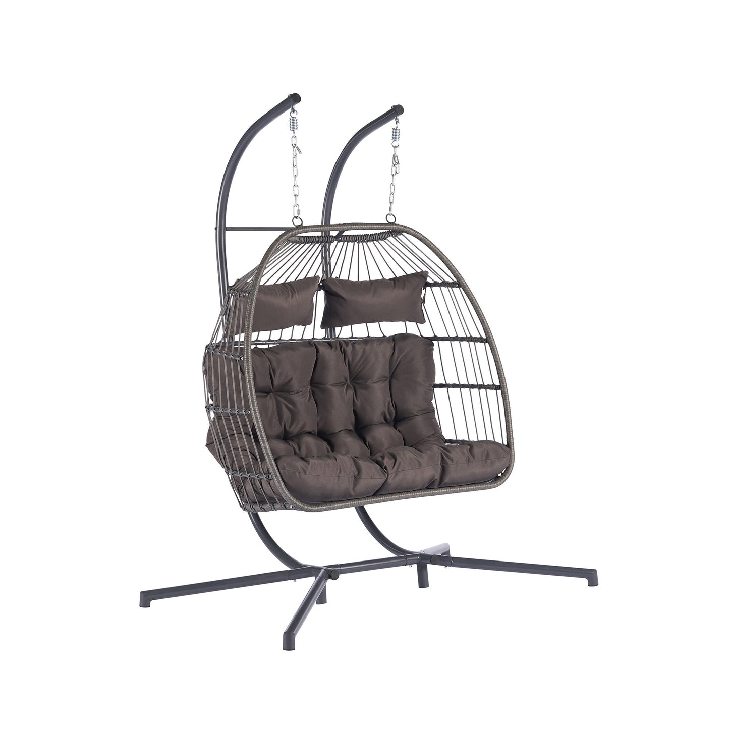 MONDAWE 2 Person Wicker Egg Chair Double Hanging Folding Hammock Egg Chair