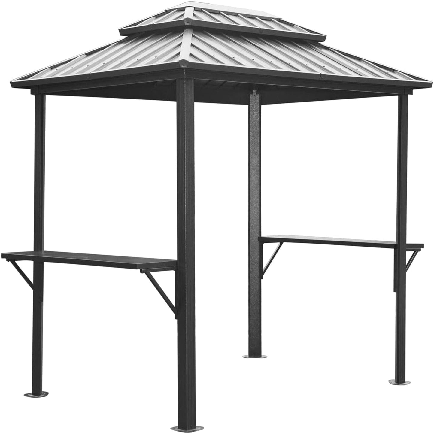 mondawe grill gazebo 8 a 6ft aluminum bbq gazebo outdoor metal frame with shelves serving tables permanent double roof hard top gazebos for patio lawn deck backyard and garden