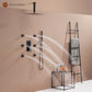 Mondawe Celling Mount Thermostatic Rain Shower System with Handheld Shower, Wall Body Jets and Digital Display