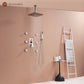 Mondawe Celling Mount Thermostatic Rain Shower System with Handheld Shower, Wall Body Jets and Digital Display