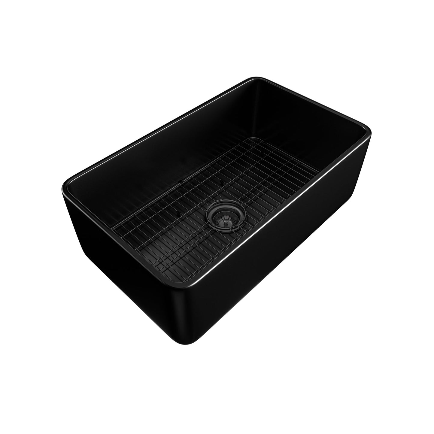 MONDAWE Farmhouse 30 in.Single Bowl fFreclay Kitchen Sink Comes With Stainless Steel Bottom Grid and Strainer