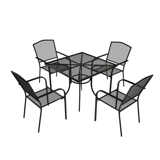 MONDAWE 5-Piece Steel Mesh Square Dining Set With 4 Pcs Steel Mesh Dining Chairs