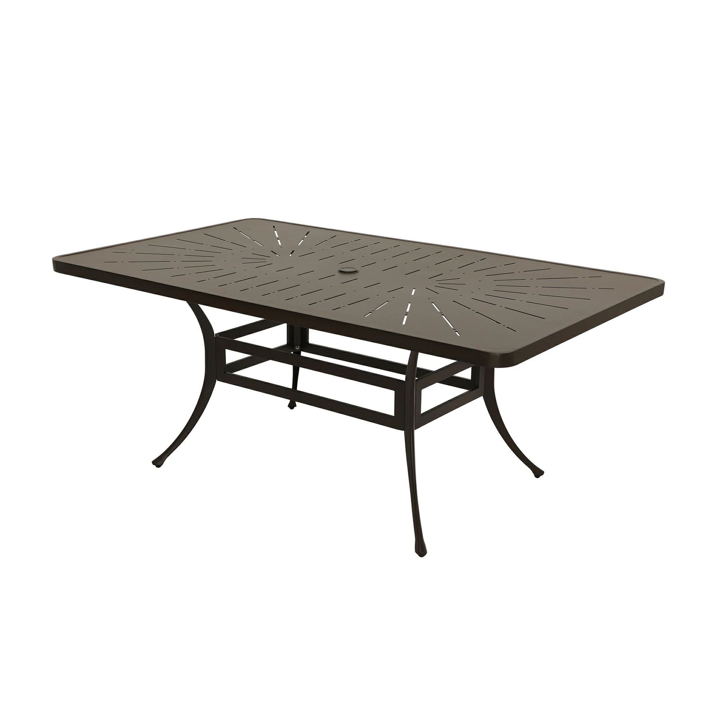 Mondawe 72 in. L x 42 in. W Cast Aluminum Rectangular Outdoor Dining Table with Umbrella Hole