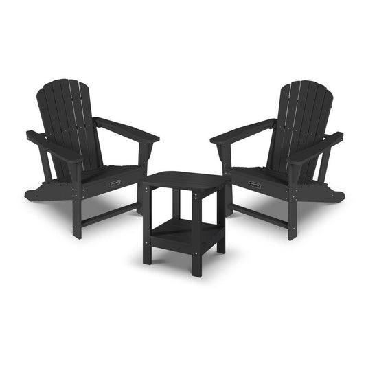 Mondawe 3-Piece Foldable Adirondack Chair and Table Set UV-resistant and Easy Maintenance