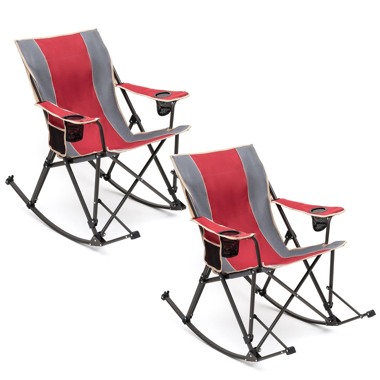 MONDAWE Outdoor Metal Frame Rocking Beach Chairs with Side Pocket£¨Set of 2£©