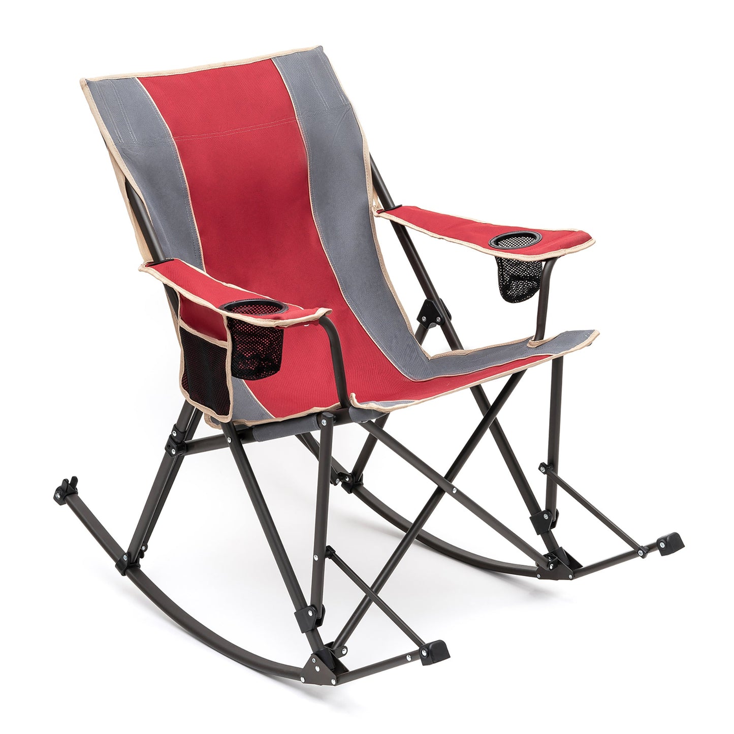 MONDAWE Outdoor Metal Frame Rocking Beach Chairs with Side Pocket