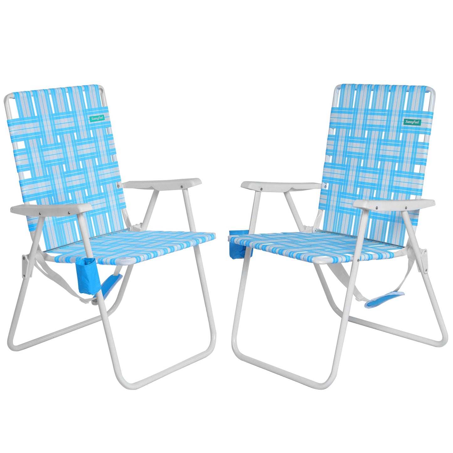 MONDAWE Metal Outdoor Beach Chair Camping Lounge Chair Lawn Chair with Side Beverage Pocket( Set of 2£©