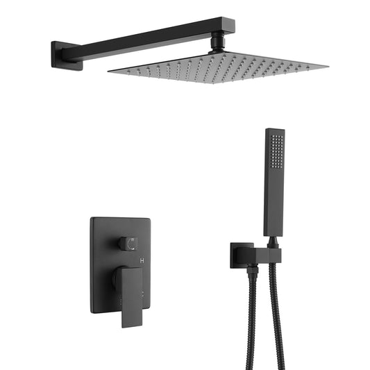 Matte Black 10 Inch Square Bathroom Shower Combo Set