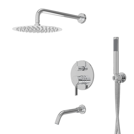 Three function Pressure Balance Shower Set with 10 in Round Shower Head(Valve Included)