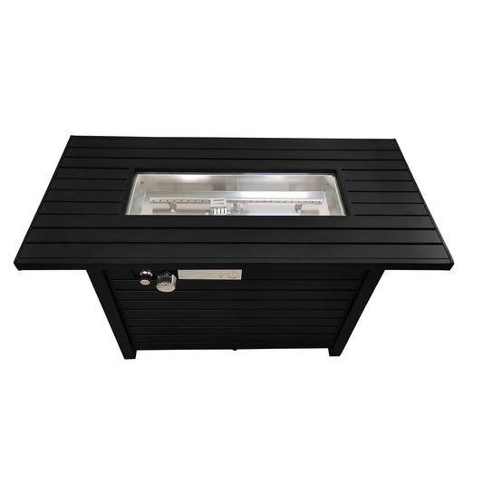 Mondawe 25Inch H x 42Inch W Steel Outdoor Fire Pit Table with Lid (Black)