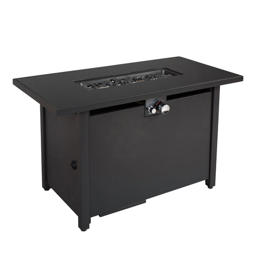 Mondawe 25Inch  H x 42Inch  W Steel Outdoor Fire Pit Table with Lid (Black)