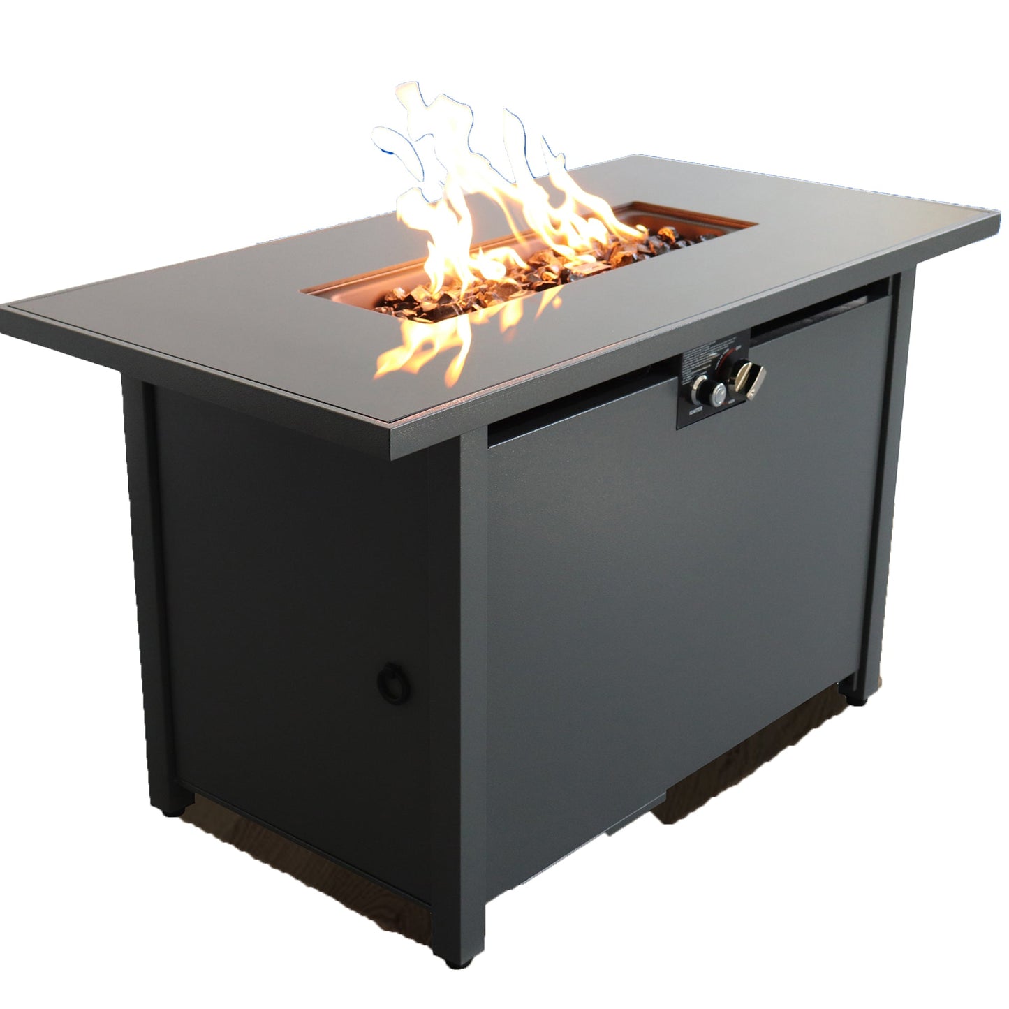 Mondawe 42 White Smoked Glass Metal Rectangle Fire Pit