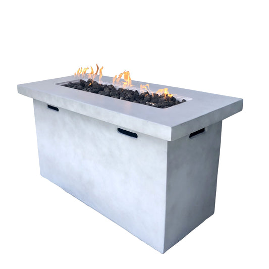 Mondawe Grey 25Inch H x 42Inch W Fiber Reinforced Concrete Propane Outdoor Fire Pit Table