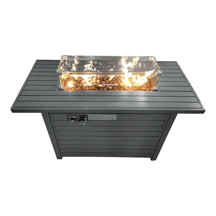 Mondawe 25Inch  H x 42Inch  W Steel Propane Outdoor Fire Pit Table with Lid