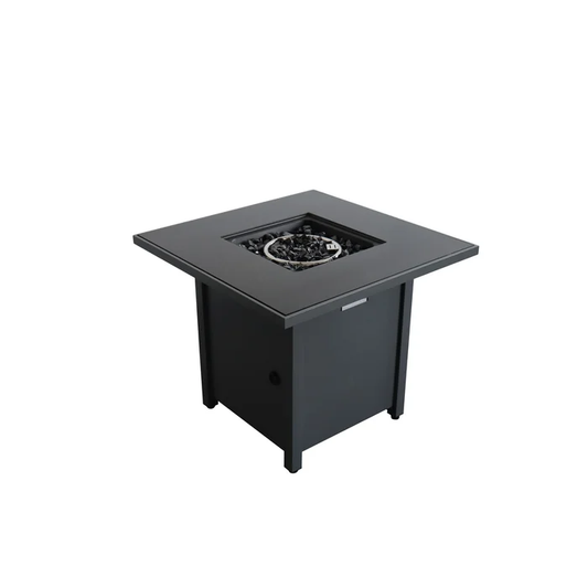 Mondawe 30Inch Powdercoated Metal Fire Pit with Smoked Glass Top