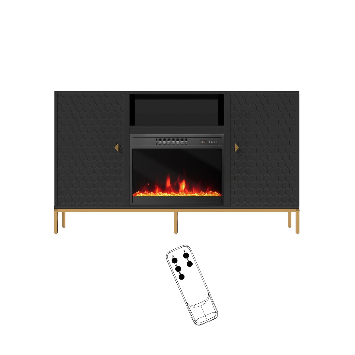 Mondawe 59Inch TV Stand with 23Inch Electric Fireplace With Remote Control and Able to place items,White