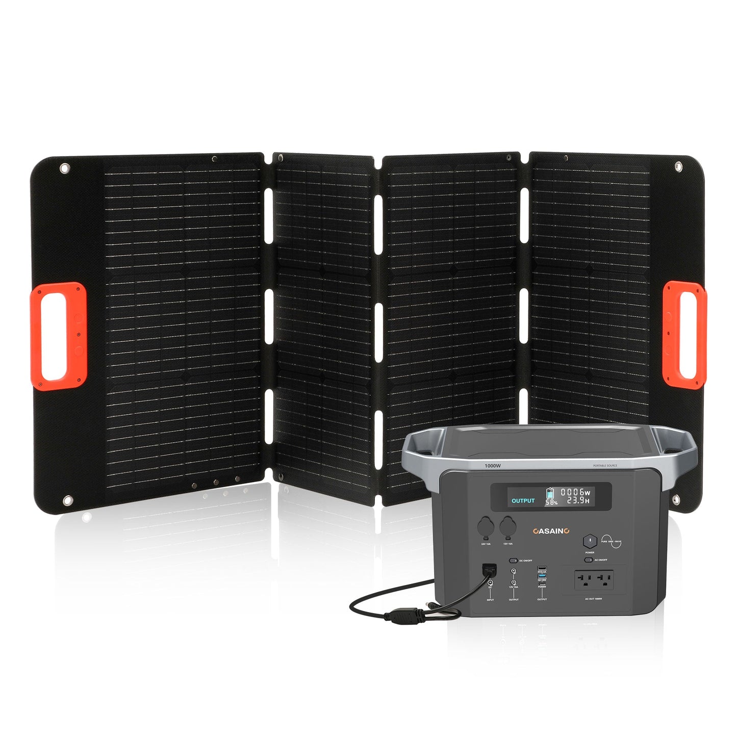 Mondawe Black Portable Power Station 1075Wh£¨25.6V 42Ah£©with 200W Solar Panels