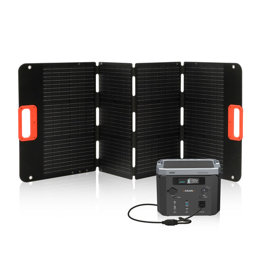 Mondawe Black Portable Power Station 296Wh£¨14.8V 20.0Ah£©with 100W Solar Panels