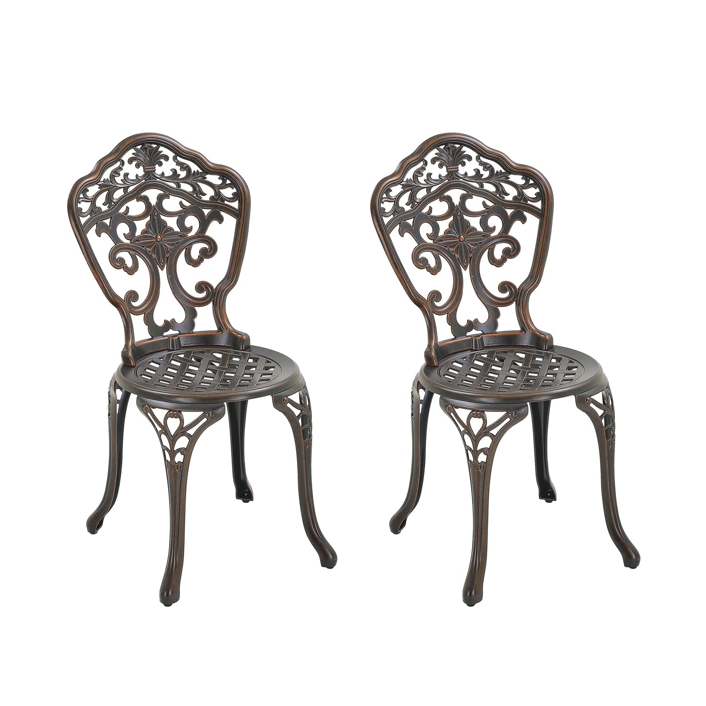 MONDAWE Outdoor Dining Chairs Cast Aluminum Bistro Chairs Antique Chairs for Lawn, Porch (Set of 2)