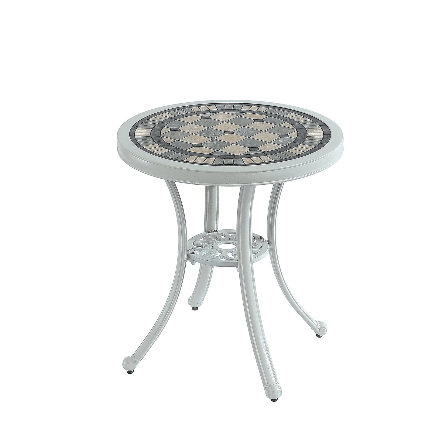 MONDAWE All-weather Round Cast Aluminum Patio Table Outdoor Bistro Table