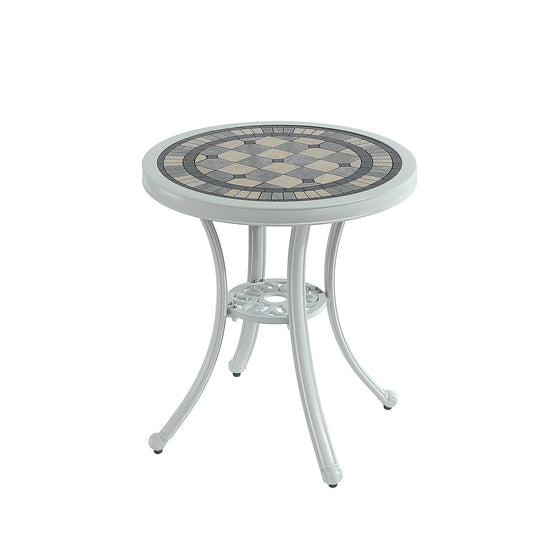 MONDAWE All-weather Round Cast Aluminum Patio Table Outdoor Bistro Table