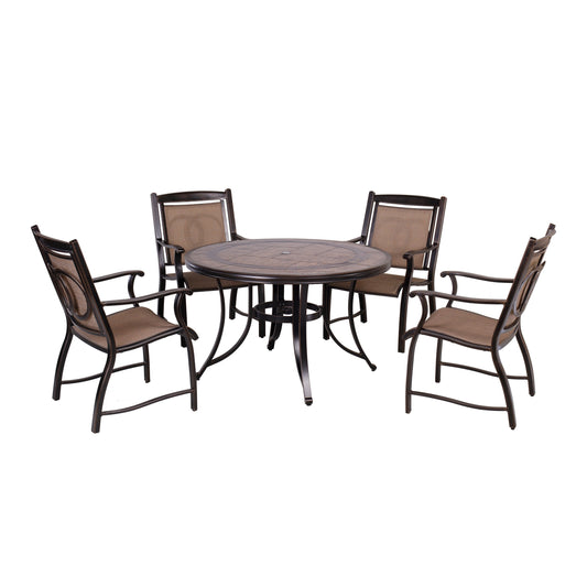 MONDAWE Brown 5-Piece Patio Dining Set with Aluminum Frame - Weather-Resistant and Easy to Assemble