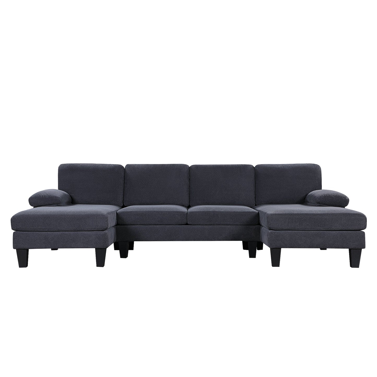 MONDAWE 6-Seat Granular Velvet Sofa U-Shaped Couch with Oversized Seat