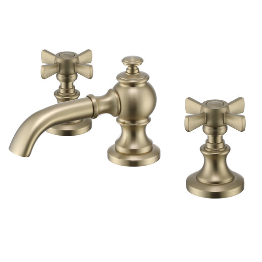 MONDAWE Artifacts Widespread Bathroom Faucet with Bell Spout and Cross Handles, Bathroom Faucets for Sink 3 Hole