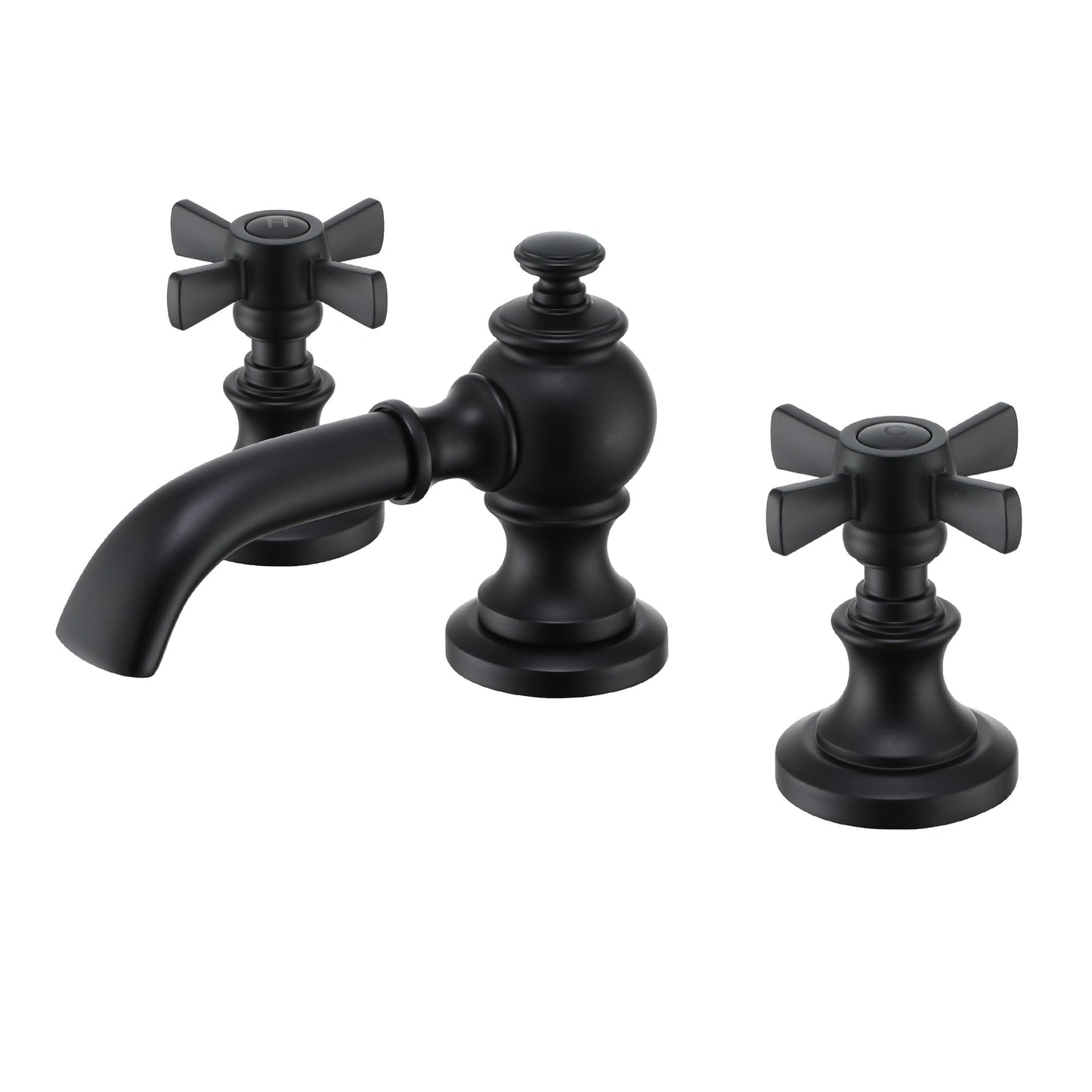 MONDAWE Artifacts Widespread Bathroom Faucet with Bell Spout and Cross Handles, Bathroom Faucets for Sink 3 Hole