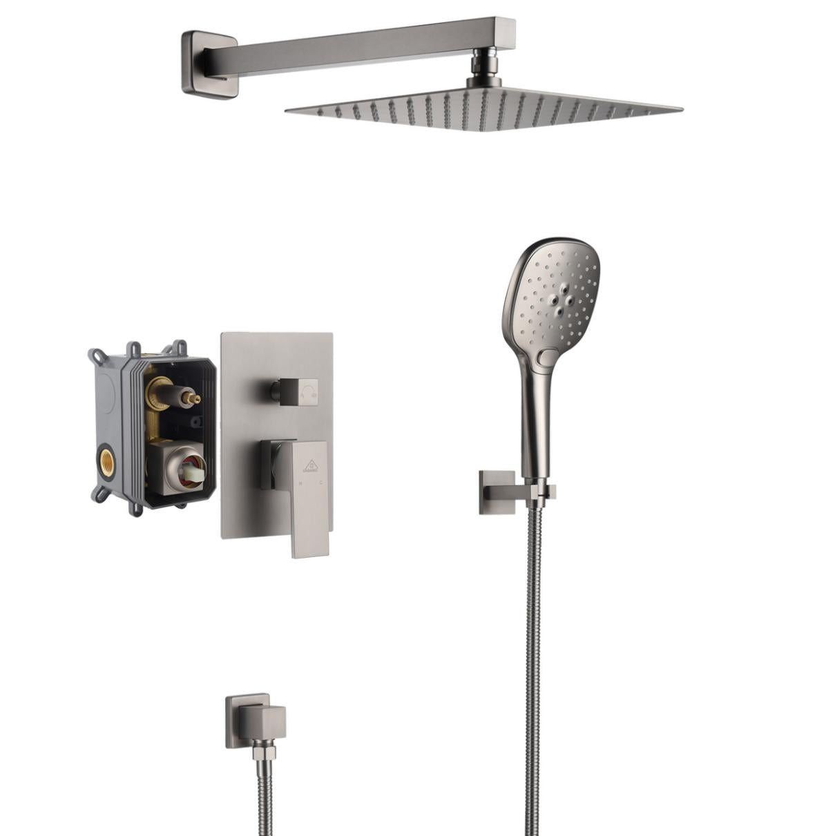 Mondawe 2 Function 10Inch Wall Mounted Dual Shower Heads Shower System With Water Temperature Display-Brushed Gold