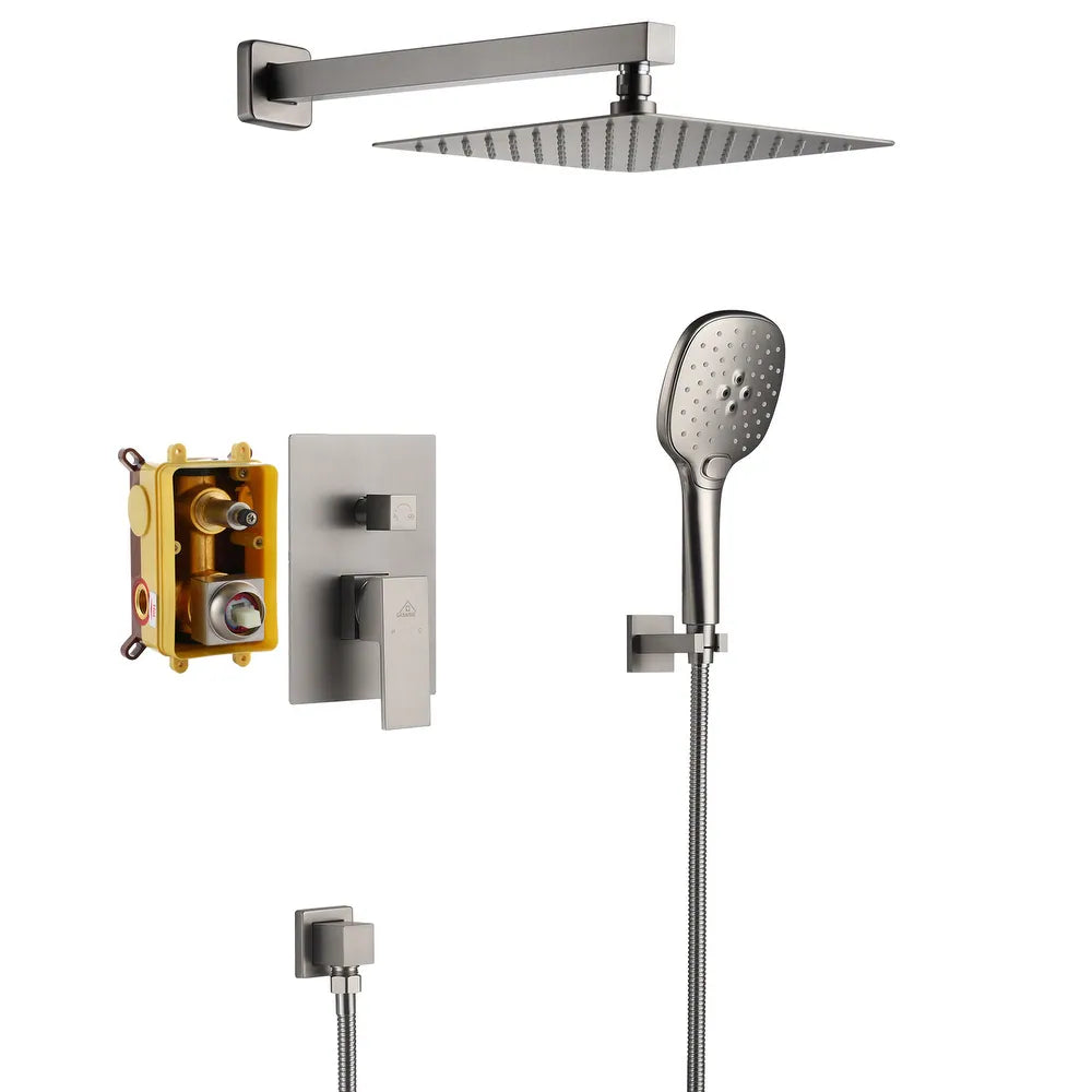 Mondawe 10 in Ceiling Mount Dual Shower Heads with Hand Shower Faucet