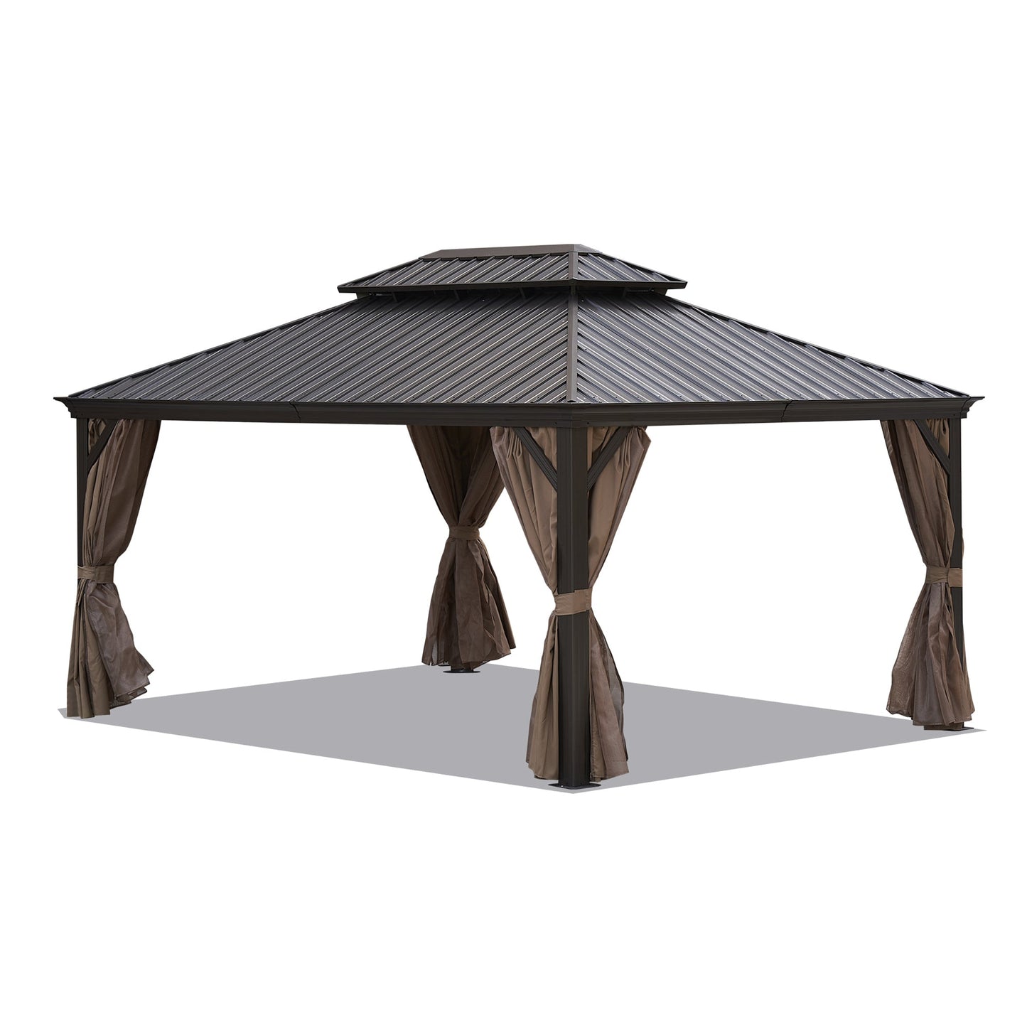 MONDAWE 12x16ft Patio Gazebo Alu Gazebo with Steel Canopy Outdoor Permanent Hardtop Gazebo Canopy