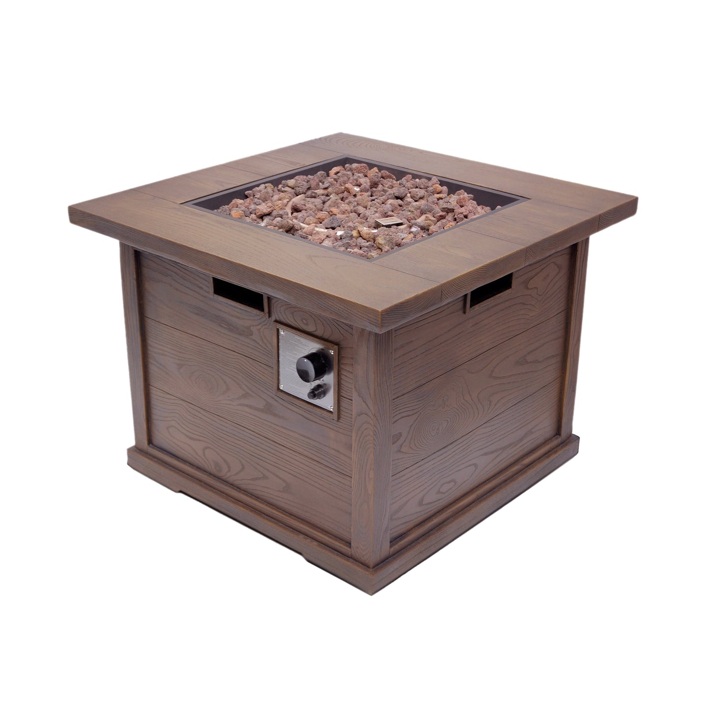 Mondawe Patio Outdoor 24" H x 32" W Brown Square Gas Burning Concrete Fire Pit Wood Pattern - 40,000 BTU