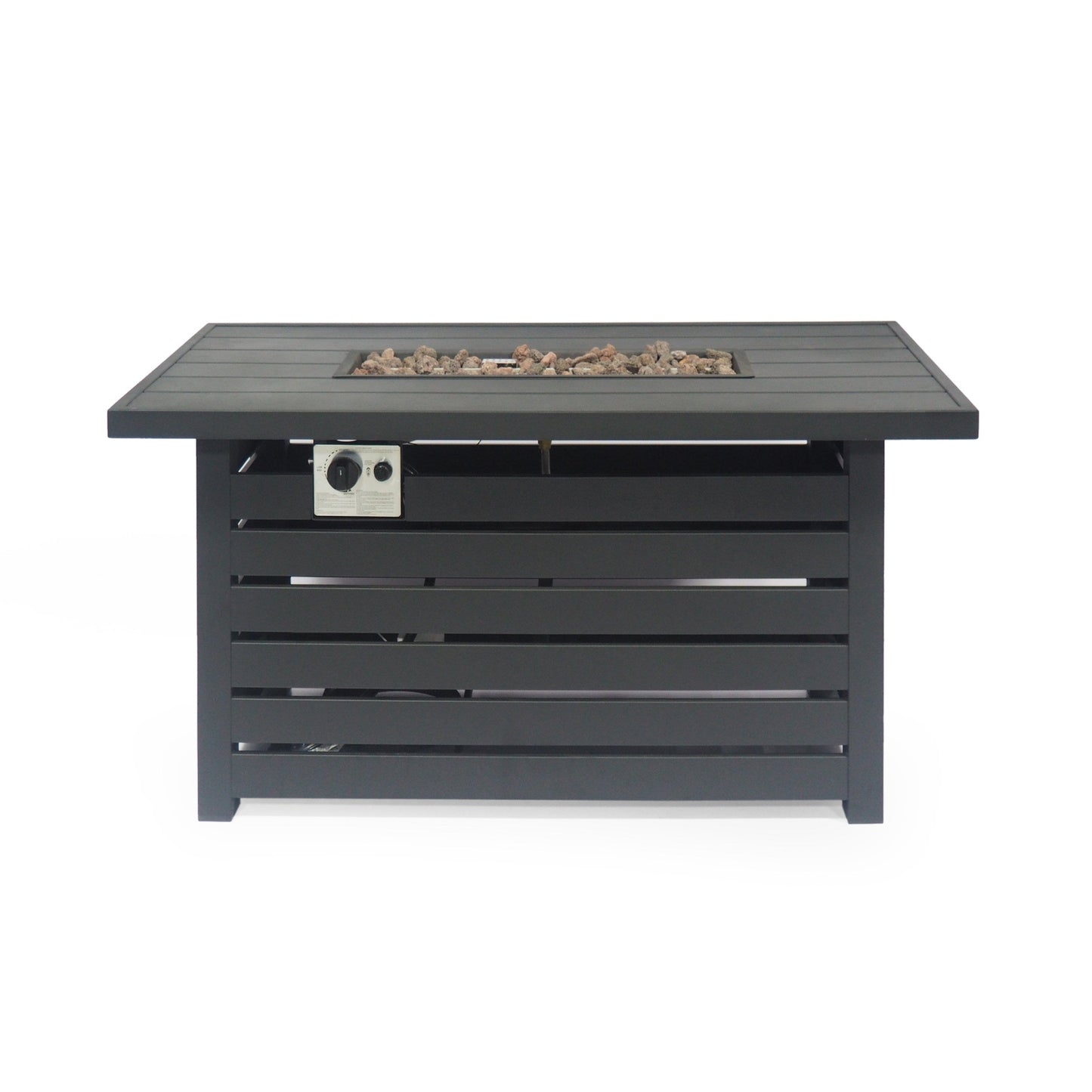 Mondawe Rectangular Iron Fire Pit - 30 000BTU Fire Pit Table in Matte Black