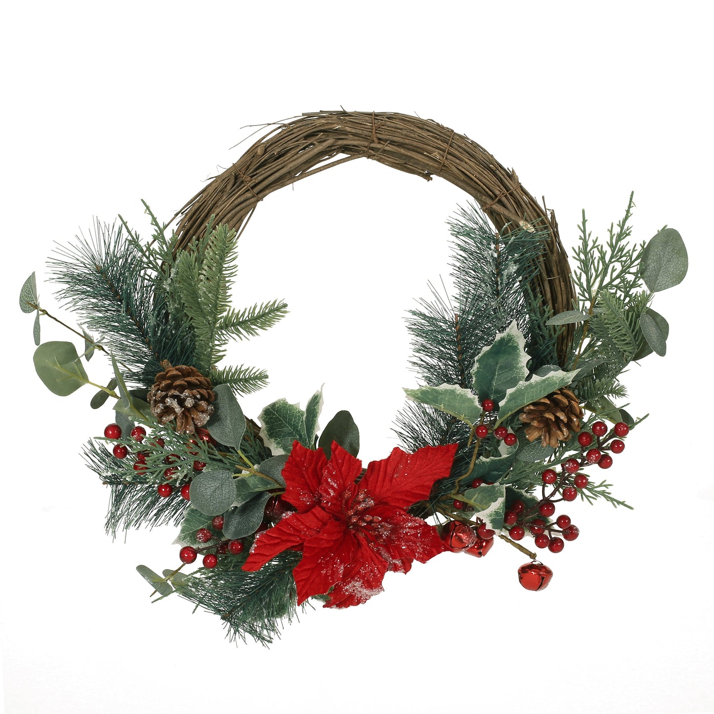 23.5 inch POINSETTIA/BERRY/EUCALYPTUS HALF WREATH