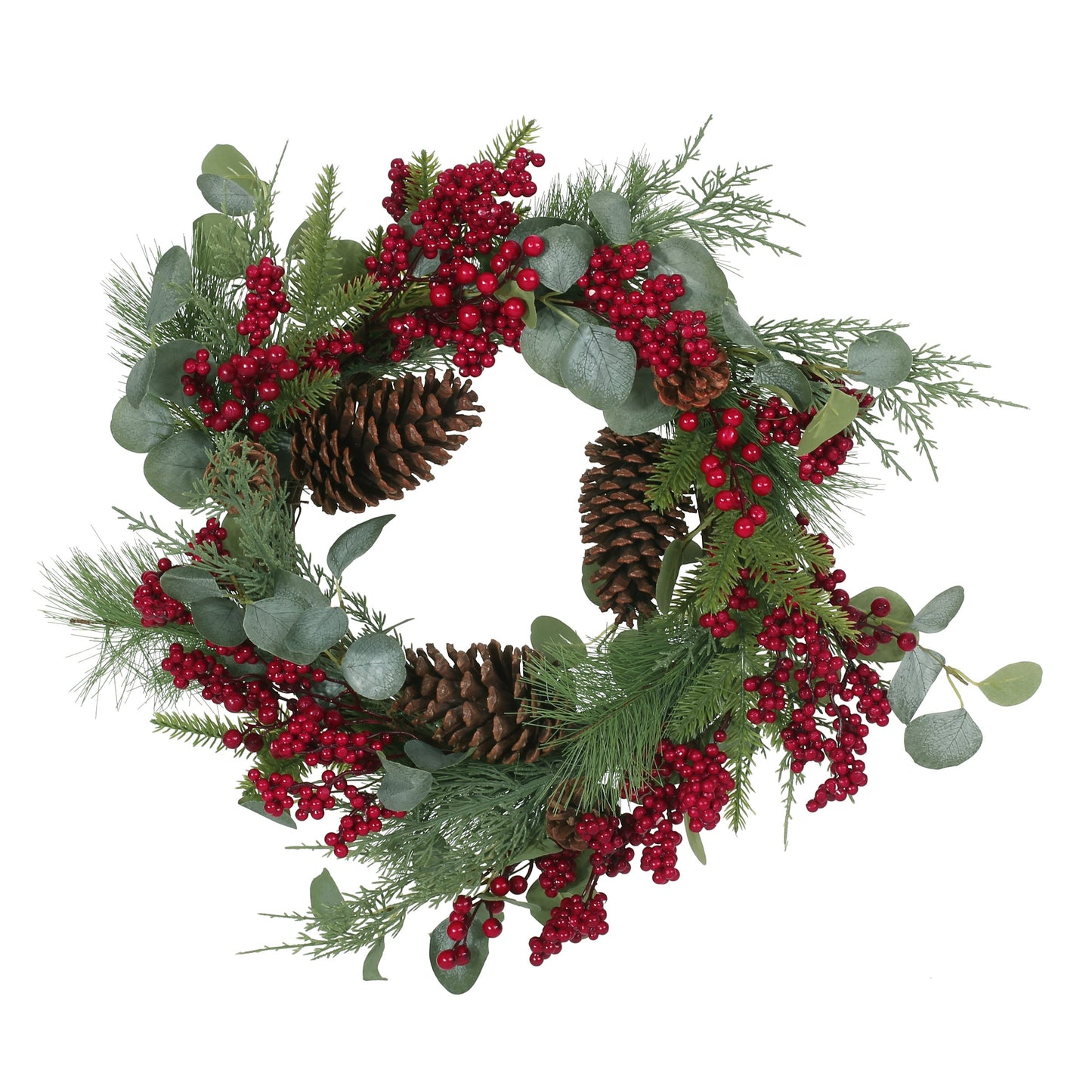 22 inch BERRY/EUCALYPTUS/PINECONE WREATH