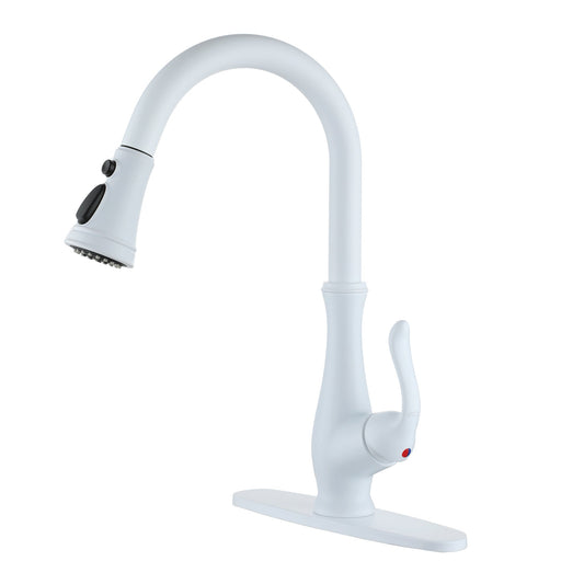 Mondawe pull down kitchen faucet,White